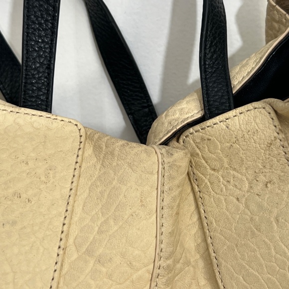 Vince Camuto Tania Convertible Pebble Leather Tote Bag Cream White Large - Picture 10 of 14